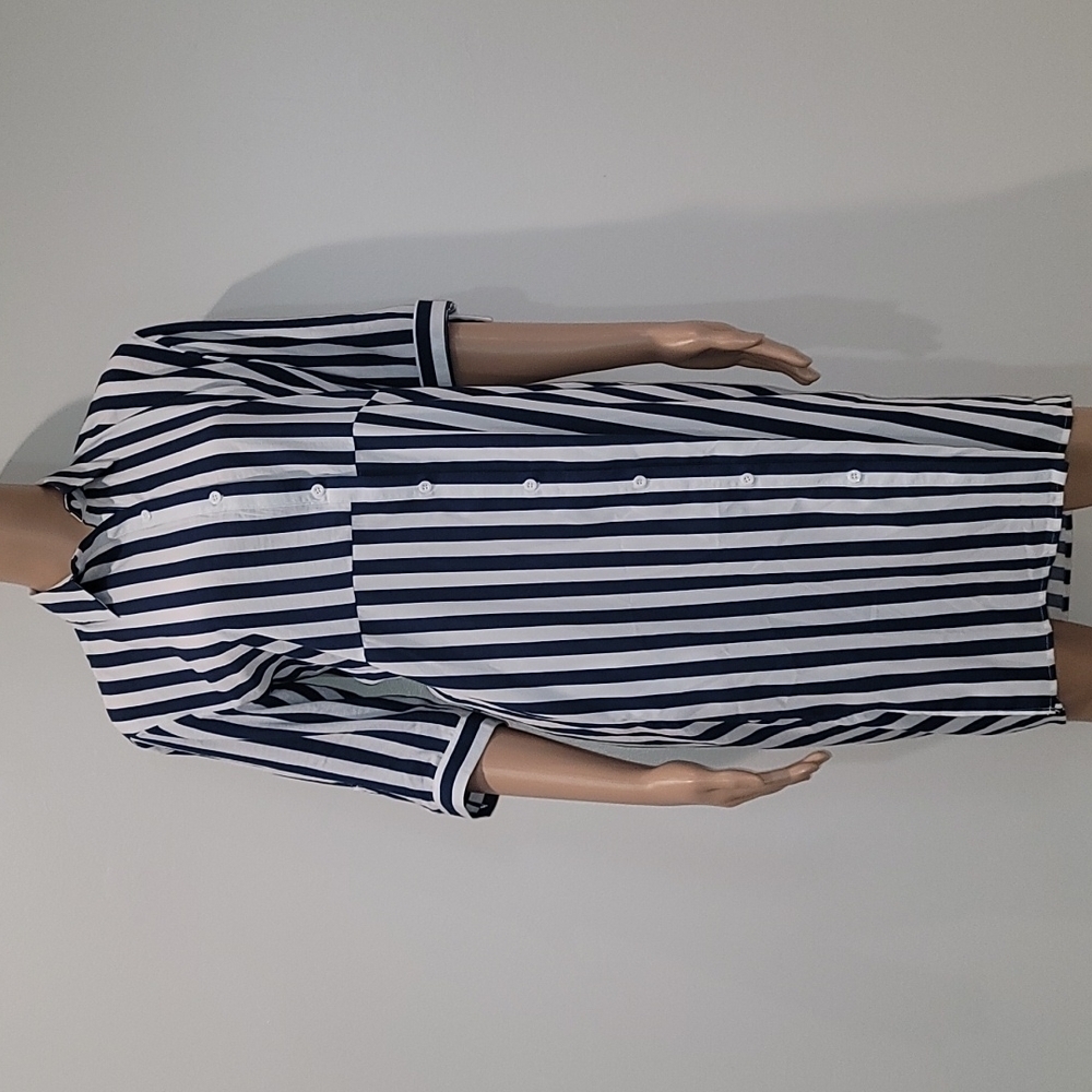 &Merci white and blue stripped dress size small